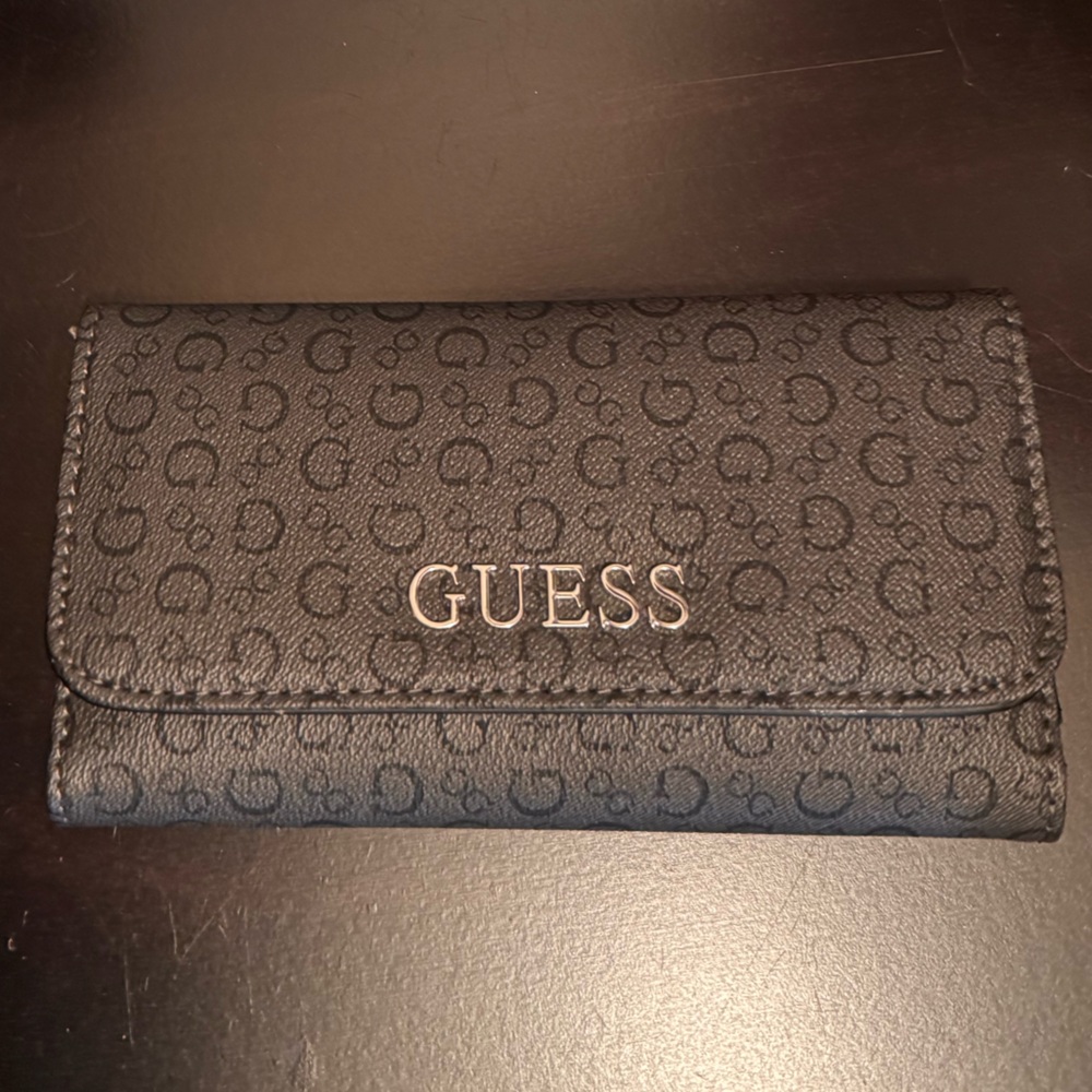 Guess Charcoal Monogram Clutch